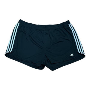 Adidas Running Shorts Womens 4X Black 3 Stripe Elastic Waist Plus Size Athletic